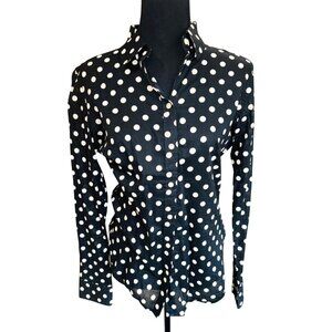 Banana Republic Soft Wash Black White Polka Dot Cotton Shirt S Sustainable Work